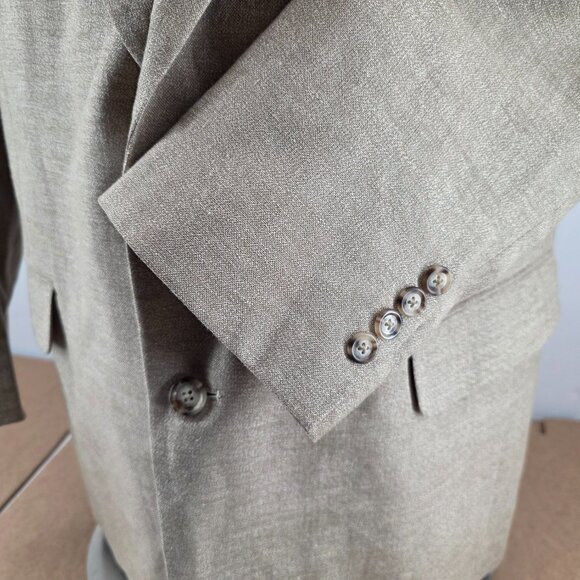 Jos A Bank Blazer Mens 44R Beige Linen Wool Sport Coat Lined 2 Button - Picture 5 of 10